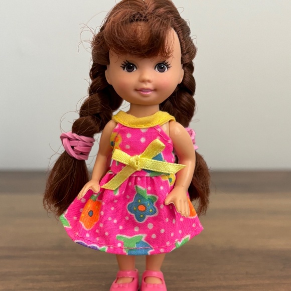 VINTAGE M& C Paula Collection Doll Pink Dress Brown Hair 4.25" - Picture 1 of 9
